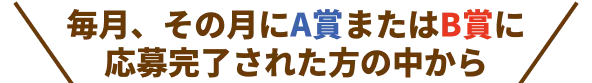 毎月、その月にA賞またはB賞に応募完了された方の中から